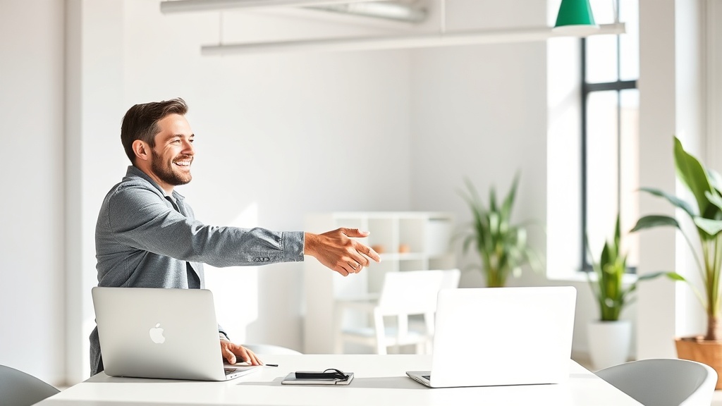 Dos personas cerrando un acuerdo con un apretón de manos en un coworking